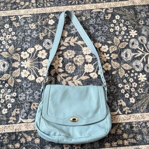 Chic Light Blue Leather Shoulder Bag